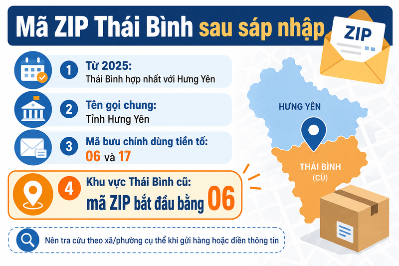 Mã ZIP Thái Bình sau sáp nhập