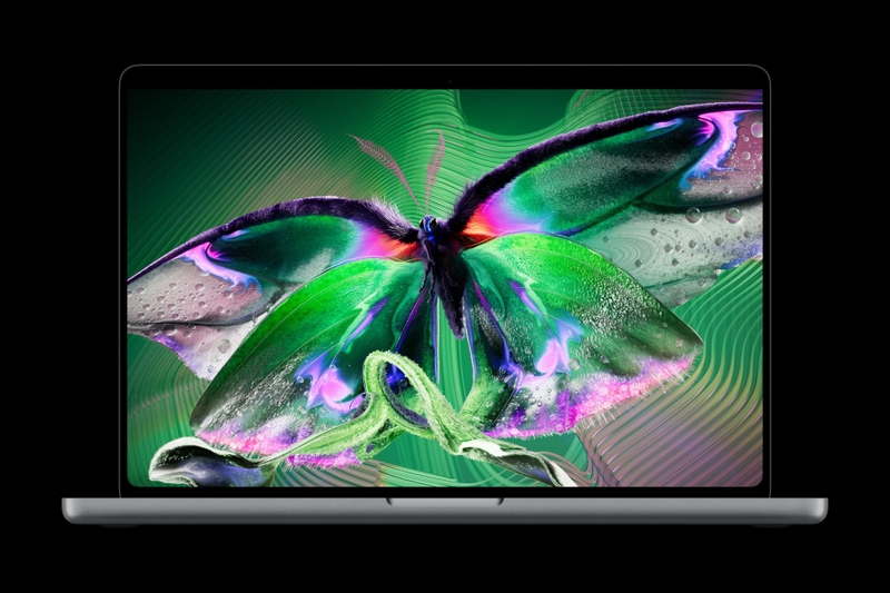 MacBook Pro hỗ trợ không gian màu P3 và Adobe RGB, phục vụ nhu cầu chỉnh sửa hình ảnh và thiết kế chuyên nghiệp.
