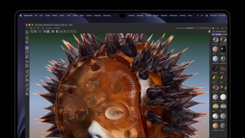 GPU trên MacBook Pro hỗ trợ xử lý các mô hình 3D phức tạp trong phần mềm đồ họa chuyên dụng.