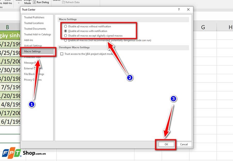 Cách bật, tắt Macro trên Excel - 01
