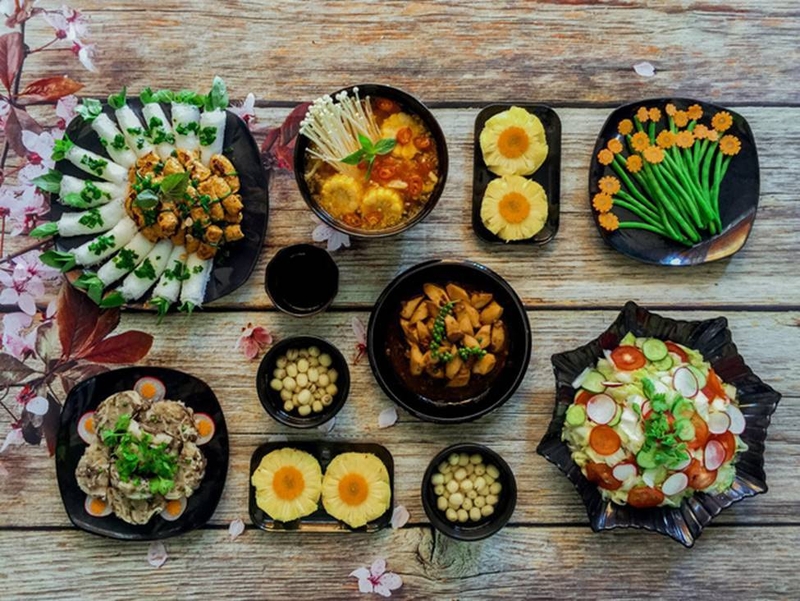 m&acirc;m cỗ chay đẹp 5