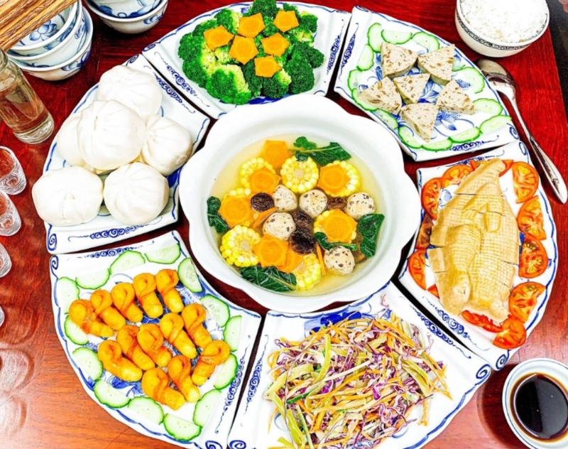 Mâm cơm chay cúng Phật dinh dưỡng