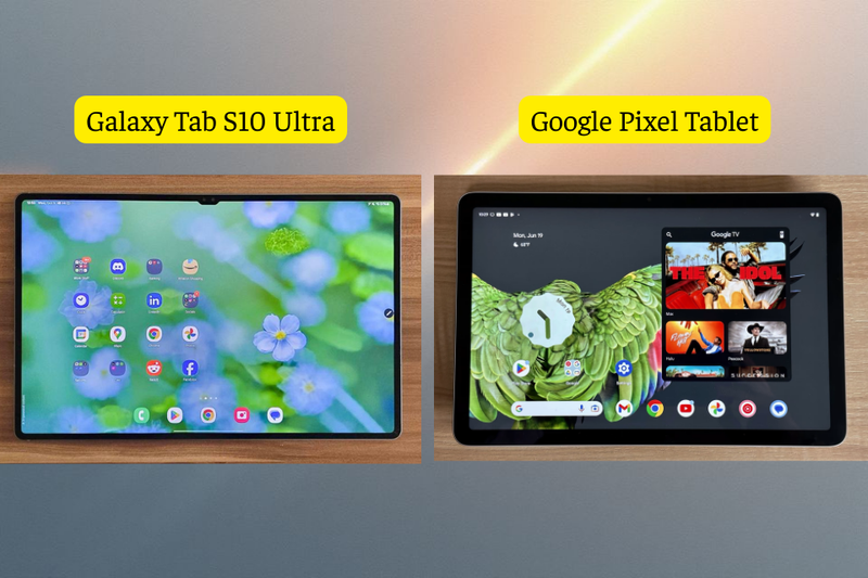 màn hình Galaxy Tab S10 Ultra và Google Pixel Tablet