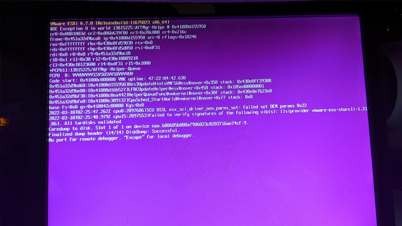 Máy chủ ESX/ESXi gặp lỗi