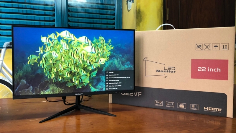 Màn hình LCD Glowy G22VF thiết kế viền mỏng tăng không gian hiển thị