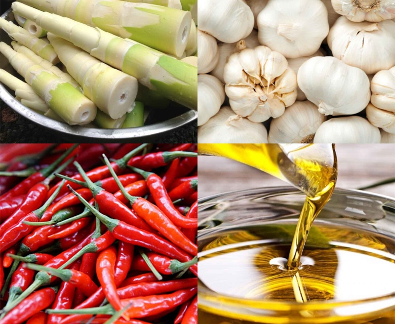 Nguyên liệu chế biến măng xào tỏi