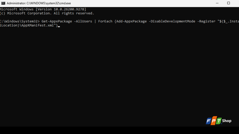 Đăng ký lại các ứng dụng hệ thống bằng PowerShell