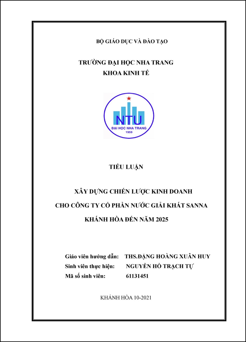 Mẫu bìa tiểu luận đơn giản số 1