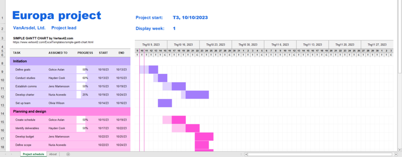 mẫu biểu đồ Gantt cho Excel ảnh 2