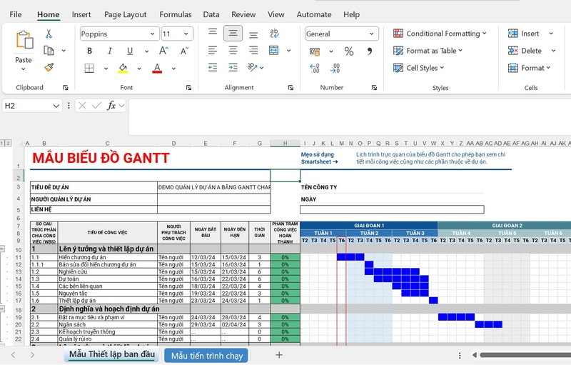 mẫu biểu đồ Gantt cho Excel ảnh 7