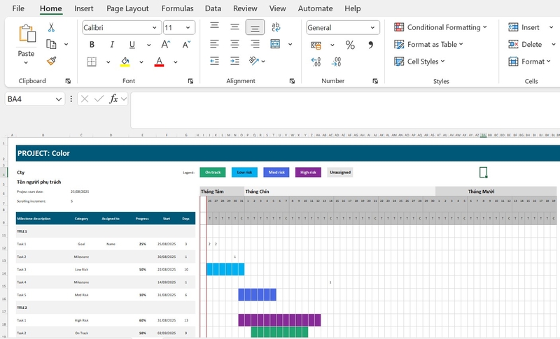 mẫu biểu đồ Gantt cho Excel ảnh 8