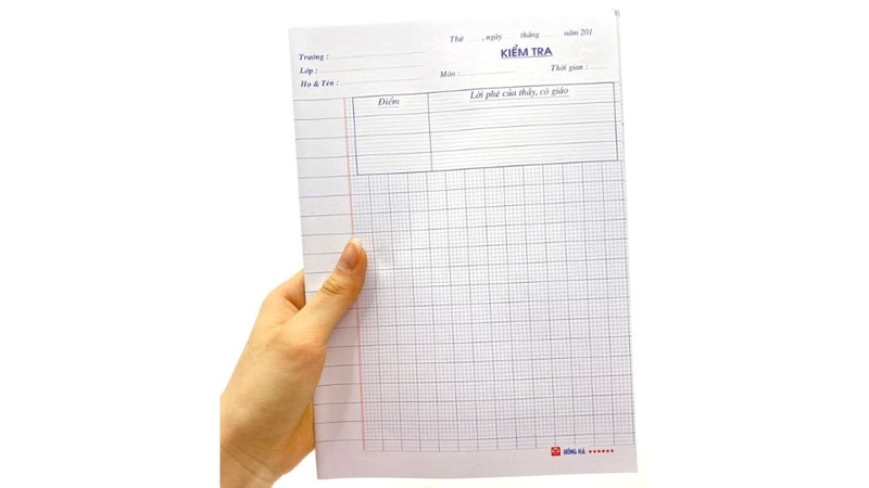 Mẫu giấy kiểm tra cho cấp 1