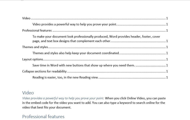 academic table of contents
