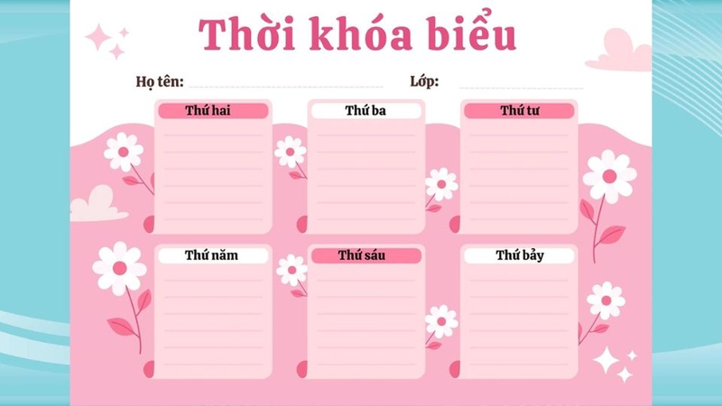Mẫu thời khóa biểu dành cho học sinh cấp 2 được yêu thích nhất