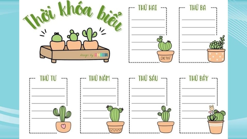 Mẫu thời khóa biểu dành cho học sinh cấp 3 đẹp