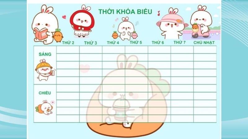 Mẫu thời khóa biểu dành cho học sinh cấp 3 dễ thương