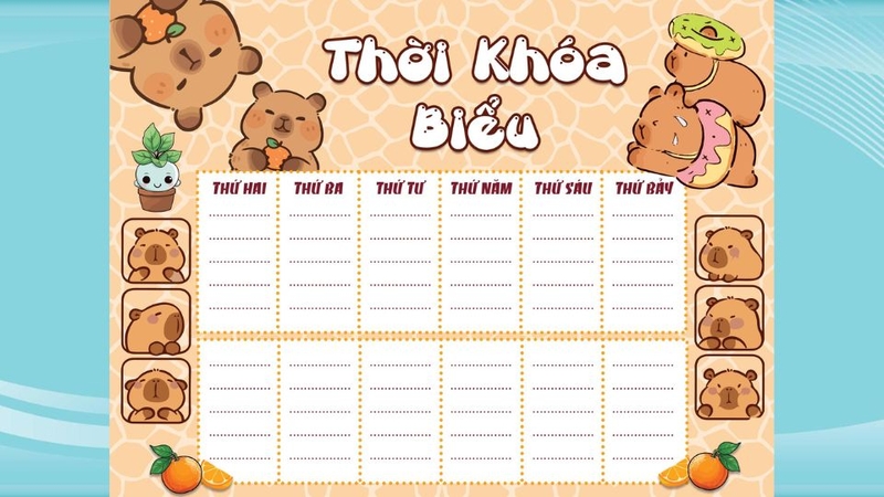 Mẫu thời khóa biểu dành cho học sinh cấp 3 đáng yêu