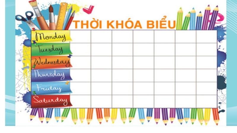 Mẫu thời khóa biểu dành cho học sinh cấp 3 sáng tạo