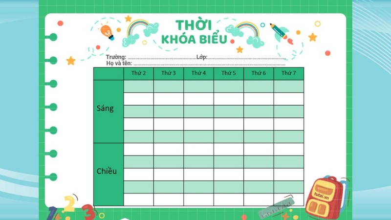 Mẫu thời khóa biểu bao gồm những gì?