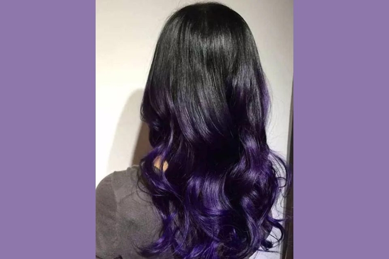 Kiểu tóc nhuộm tím đen ombre