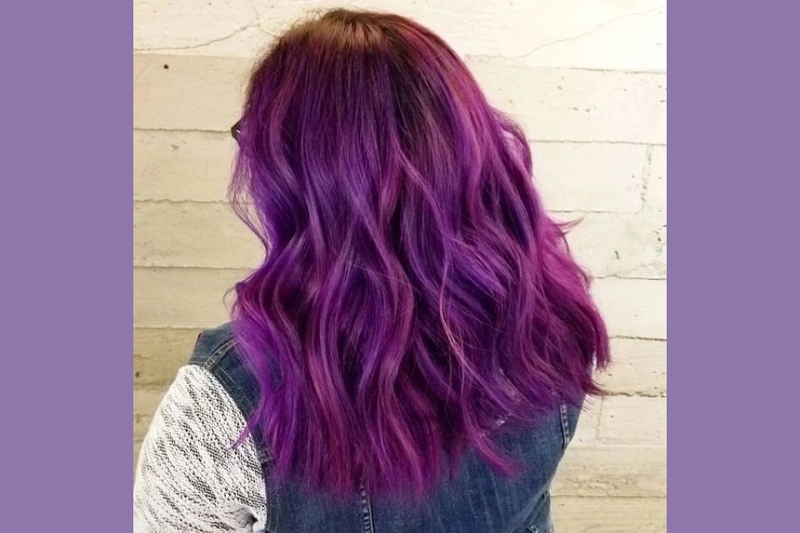 Mẫu tóc nhuộm hồng tím xanh đen