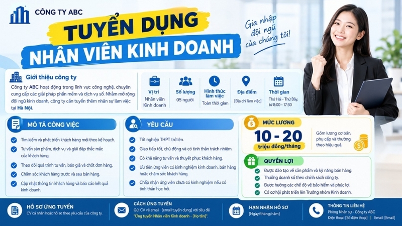 Mẫu tin tuyển dụng nhân viên Kinh doanh