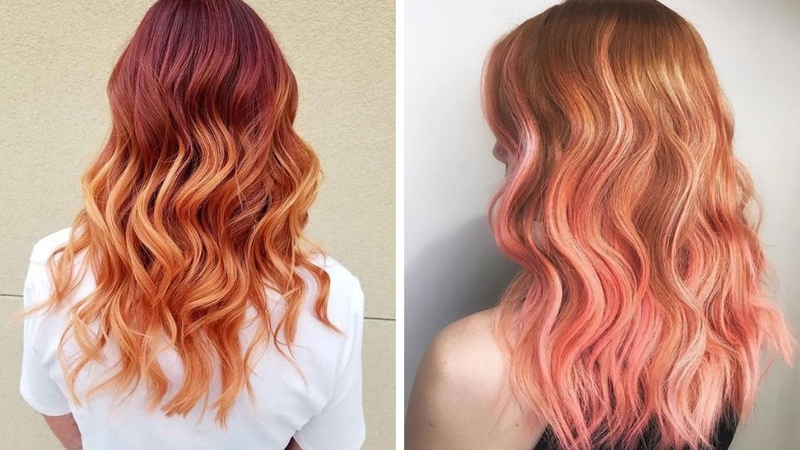 Tóc màu vàng cam balayage