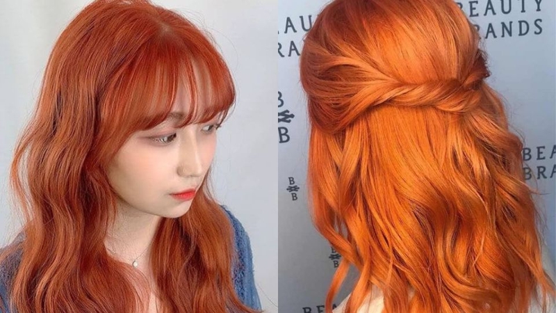Tóc màu vàng cam đồng đều