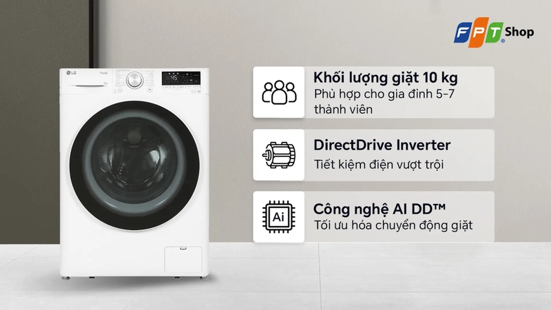 Đánh giá máy giặt LG AI DD Inverter 10 kg FV1410S4W1 7