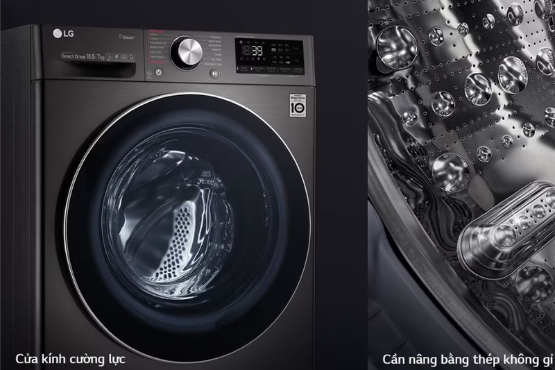 LG FV1410S4M1 với cửa kính cường lực thanh lịch