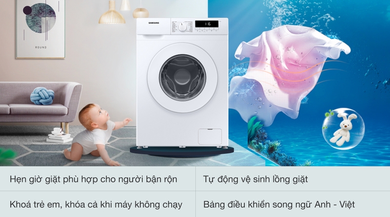 Máy giặt Samsung Inverter 9 kg ww90t3040ww-sv ảnh 5