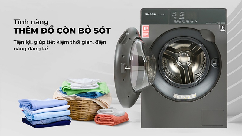 Dễ dàng thêm đồ với máy giặt Sharp