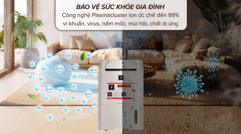 Máy hút ẩm tạo ion âm Sharp DW-D20A-W