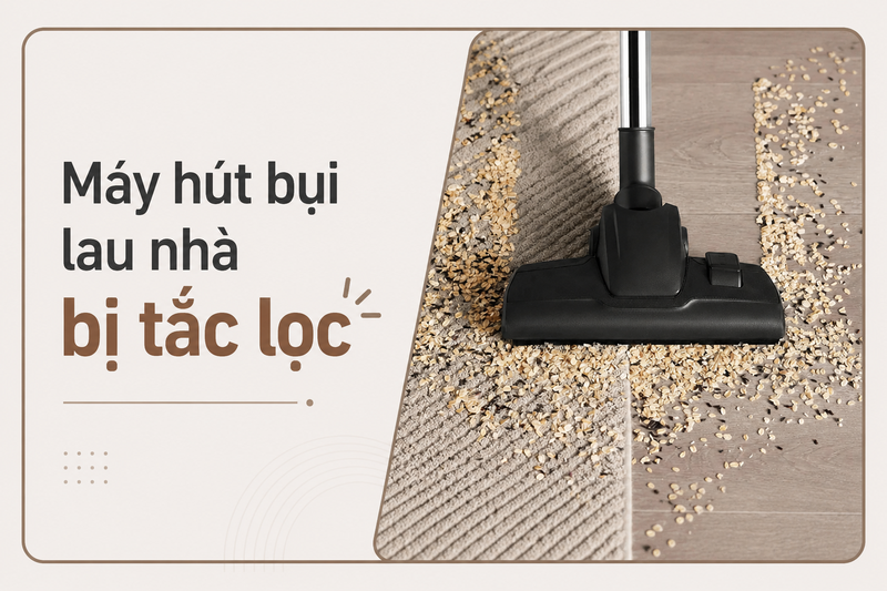 Máy hút bụi lau nhà bị tắc lọc 1