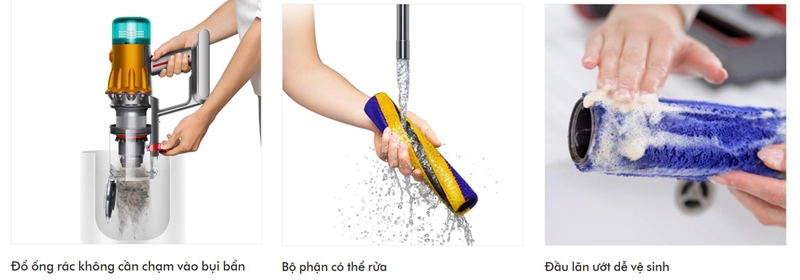 Máy hút bụi lau nhà Dyson V12s Detect Slim Submarine vệ sinh dễ dàng