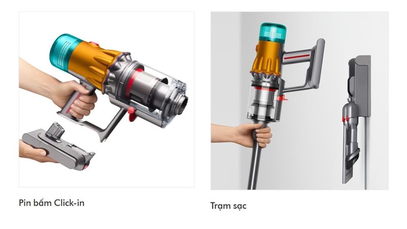 Máy hút bụi lau nhà Dyson V12s Detect Slim Submarine với thời lượng pin lâu dài