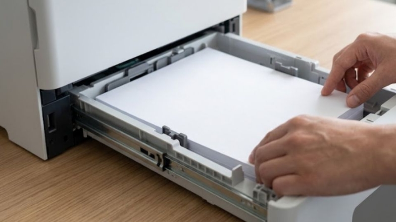 Nạp giấy đúng cách và không để khay quá đầy