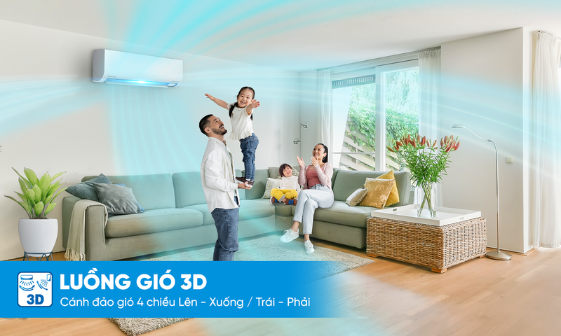 Máy lạnh Daikin với luồng gió 3 chiều thông thoáng