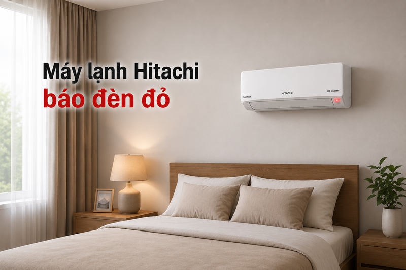 M&aacute;y lạnh Hitachi b&aacute;o đ&egrave;n đỏ 1