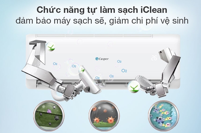 Một trong những tính năng nổi bật của máy lạnh Casper TC-09IS35 là chế độ tự làm sạch iClean