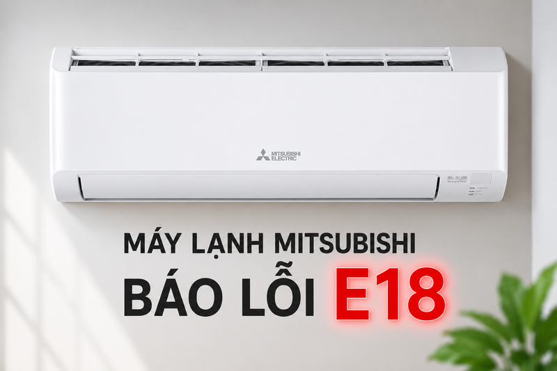 M&aacute;y lạnh Mitsubishi b&aacute;o lỗi E18 1