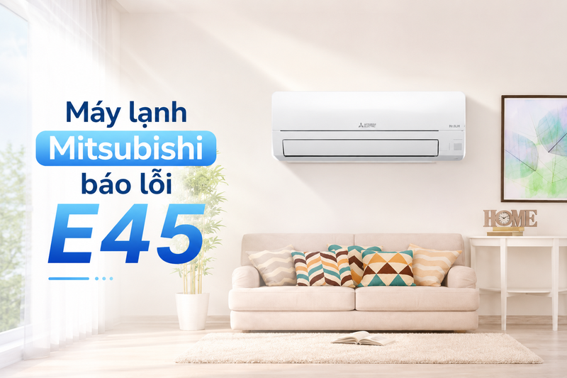 M&aacute;y lạnh Mitsubishi b&aacute;o lỗi E45 1