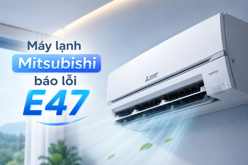 M&aacute;y lạnh Mitsubishi b&aacute;o lỗi E47 1