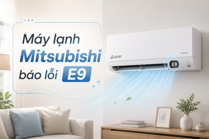 M&aacute;y lạnh Mitsubishi b&aacute;o lỗi E9 1
