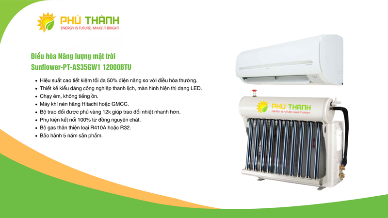 Máy lạnh năng lượng mặt trời Sunflower PT-AS35GW1