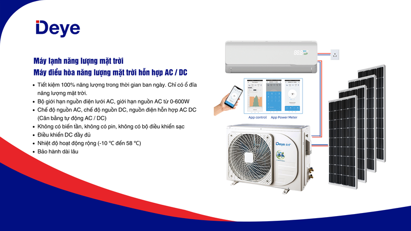 Máy lạnh năng lượng mặt trời Hybrid ACDC Deye