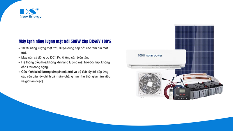 Máy lạnh năng lượng mặt trời 50GW 2 HP DC48V 100%