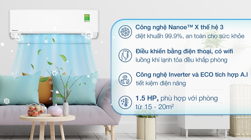 may lanh panasonic inverter 15 hp cu cs xu12zkh