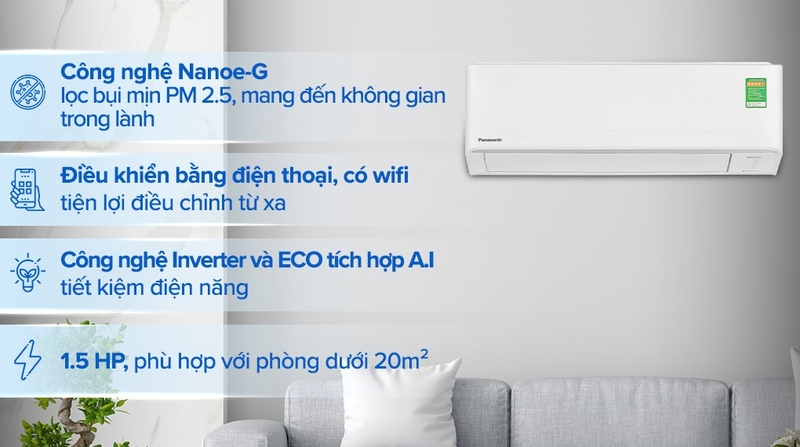 may lanh panasonic inverter 1 5 hp cu cs pu12akh