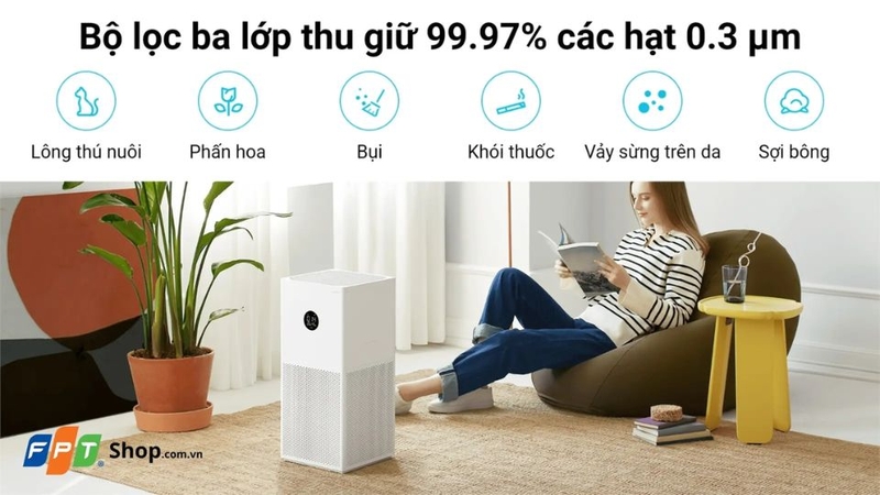 Máy lọc không khí hút lông chó mèo 2
